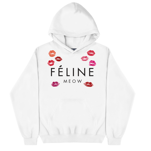 FELINE KISS WHITE HOODIE