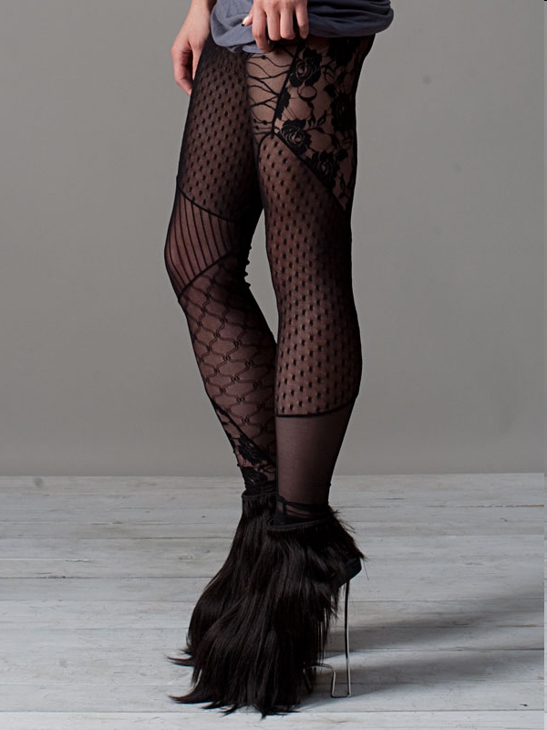 Elena Lace Leggings in Black